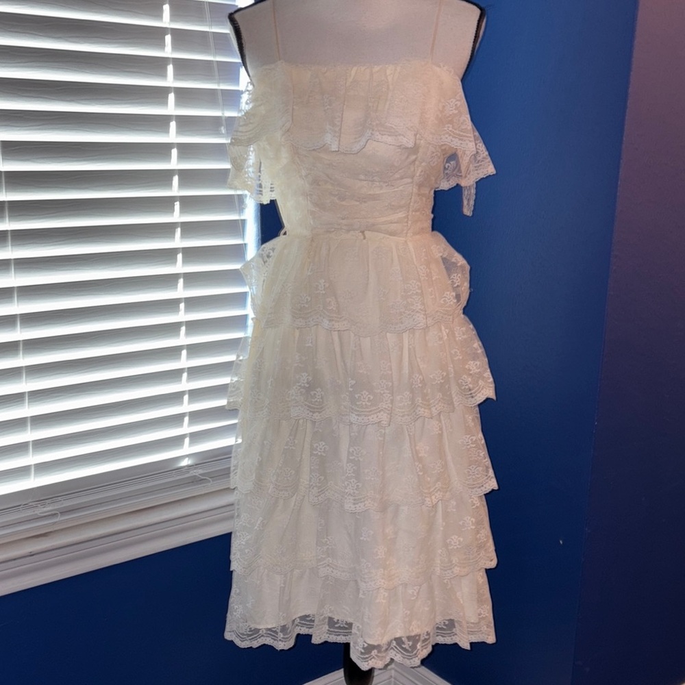 Vintage 1970s Cream Lace Two-Piece Dress | Gunne Sax Style No Size - Picture 15 of 17